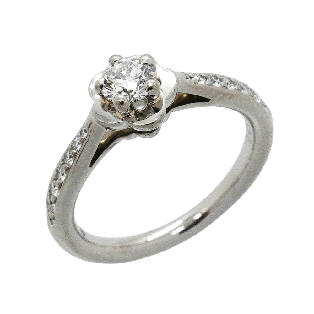 Chanel Camellia Ring, Pt950 Platinum, Diamond, Size 49, Women's